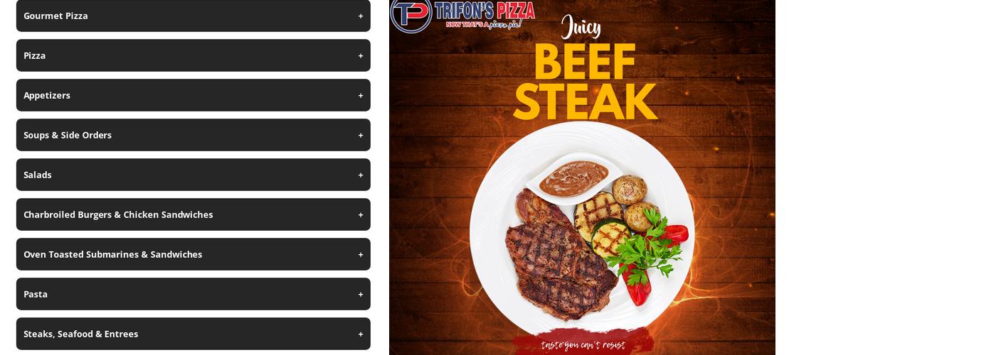 Trifons pizza - Emerald Park Menu