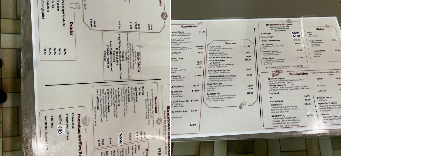 Hometown Cookhouse Menu