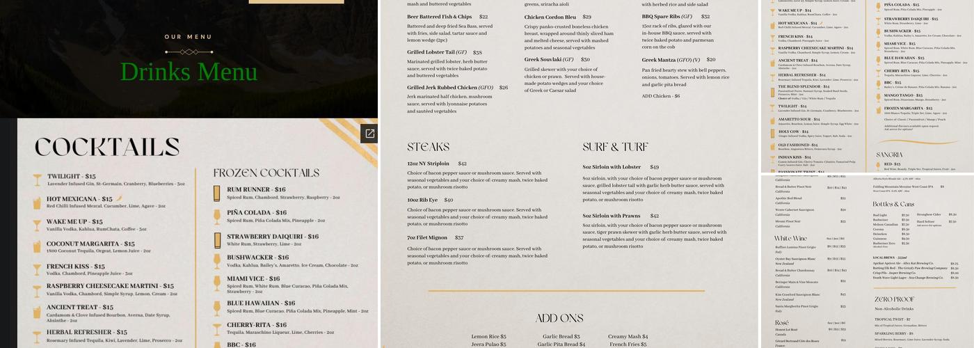 The Blend Kitchen + Bar Menu