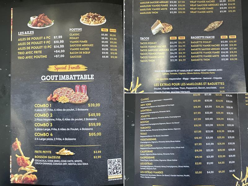 Go 2 pizza Menu