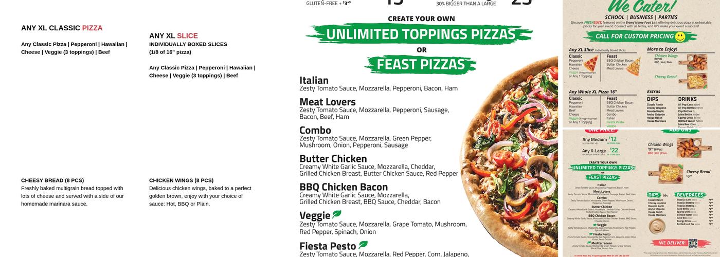Freshslice Pizza Menu