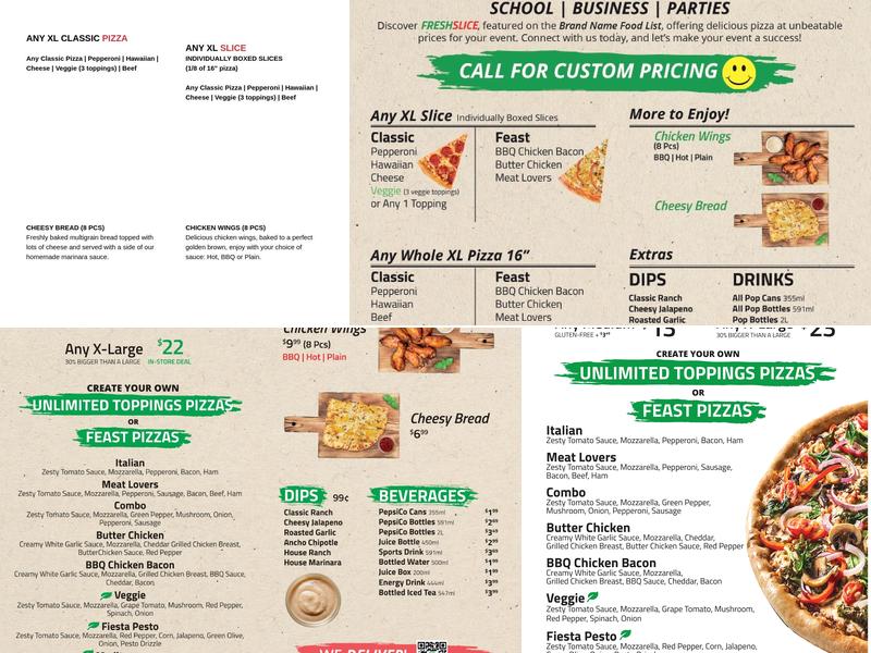 Freshslice Pizza Menu