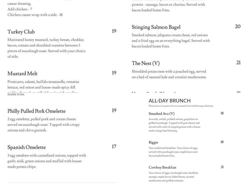 Lay Low Cafe Menu