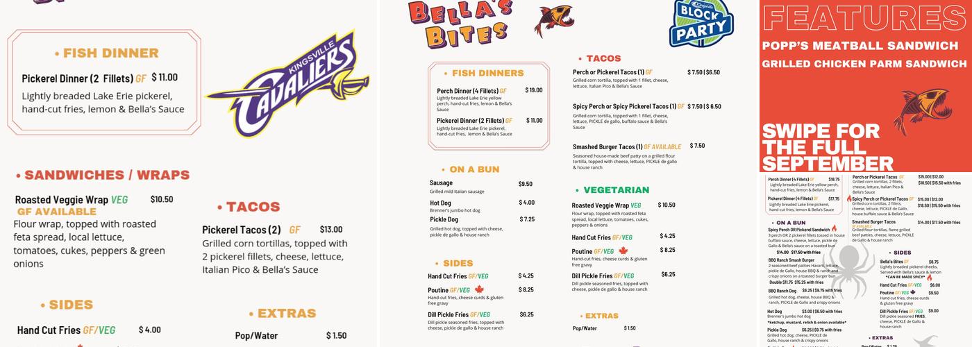 Bella’s Bite Menu