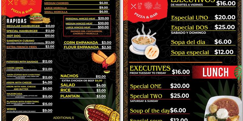 Tropical Pizza Bar. Menu