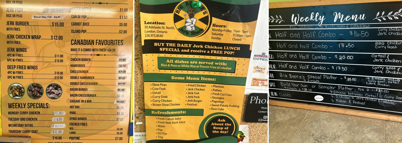 Big Beefie's Jerk Shack Menu