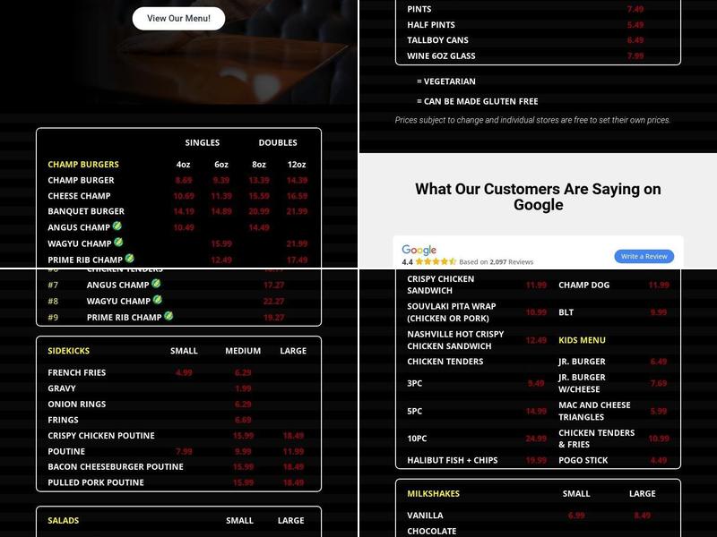 Champ Burger Menu