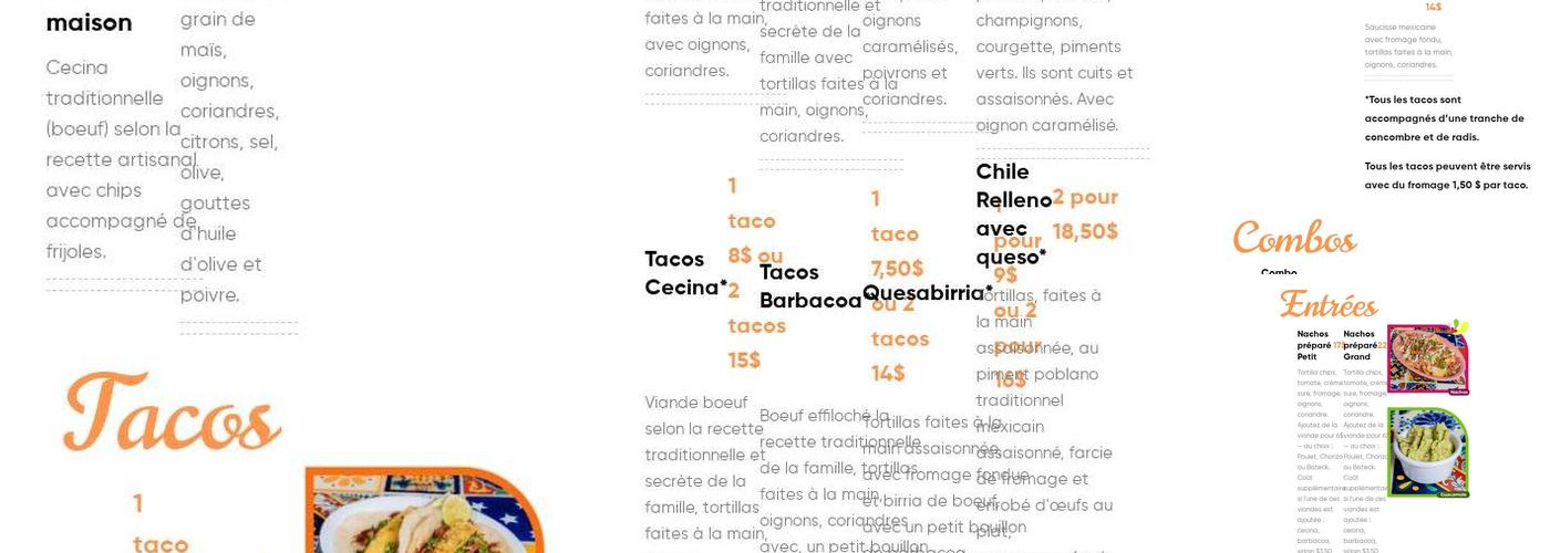 Taco’s Express Menu