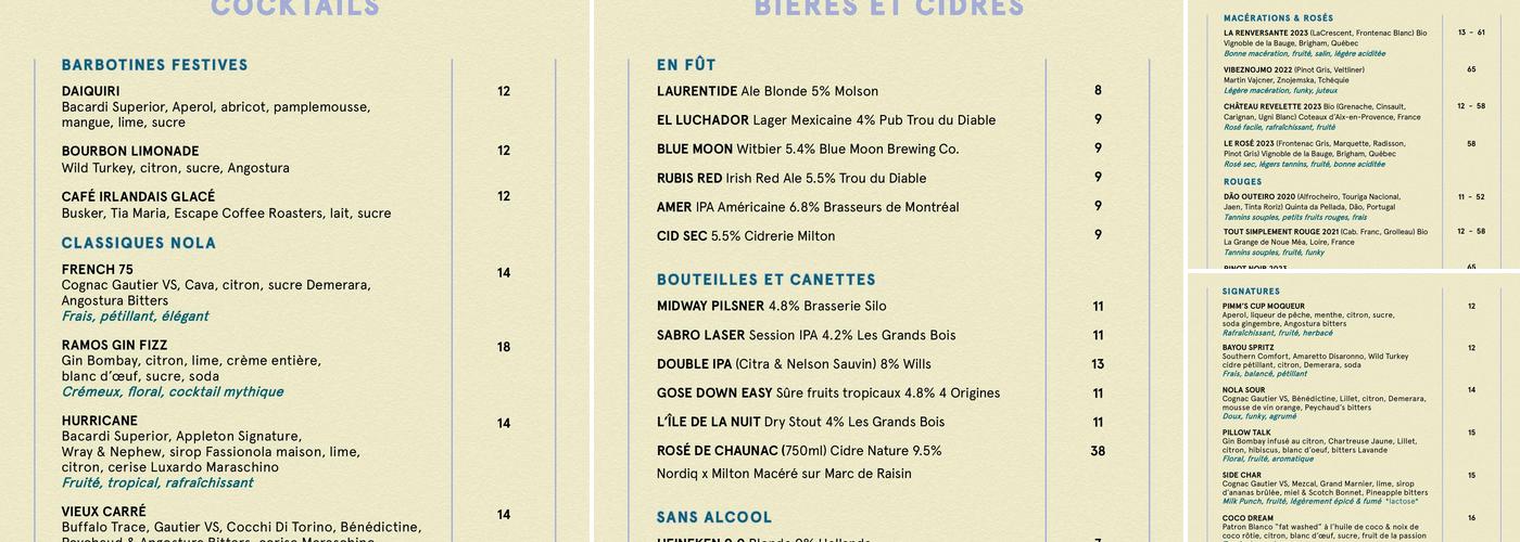 Moqueur Menu