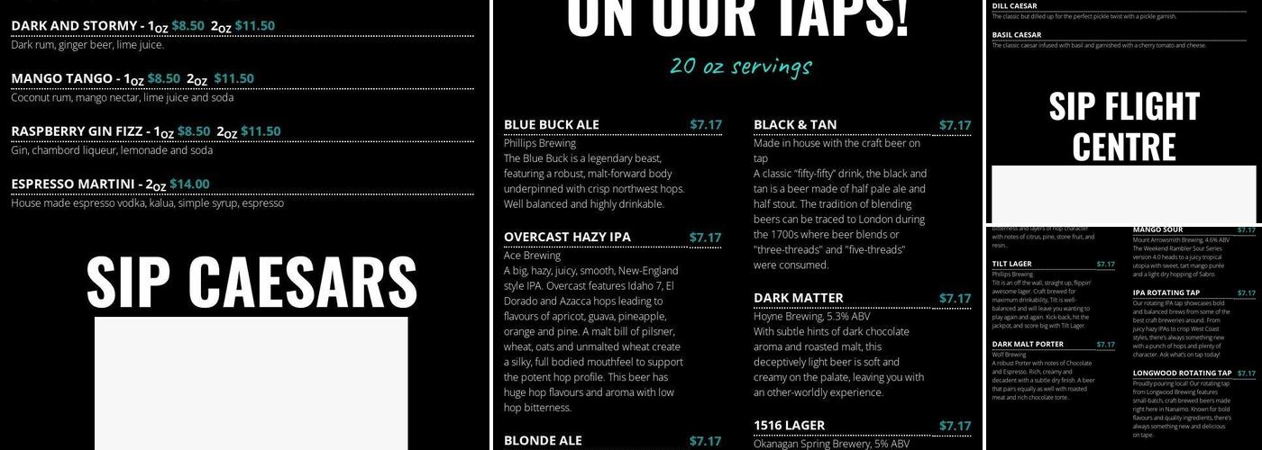 Sip Pub Menu