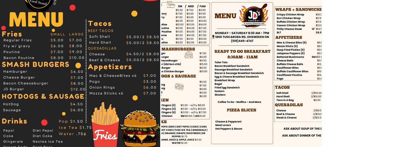 JD’s Food Stand Menu