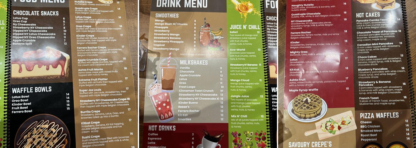 Chocolate N' Chill Menu