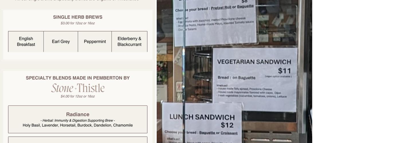 The Bread Warehouse Menu