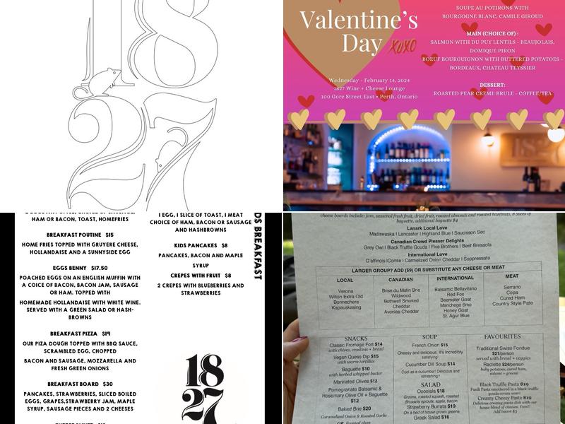 1827 Wine and Cheese Lounge Menu