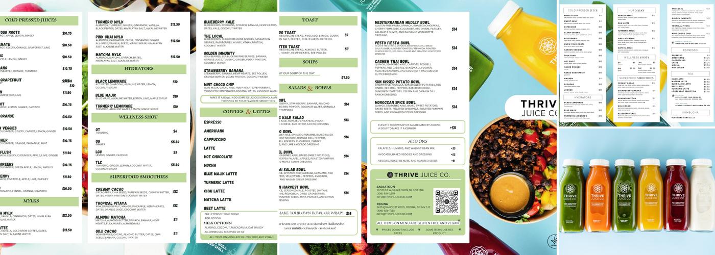 Thrive Juice Co. Menu