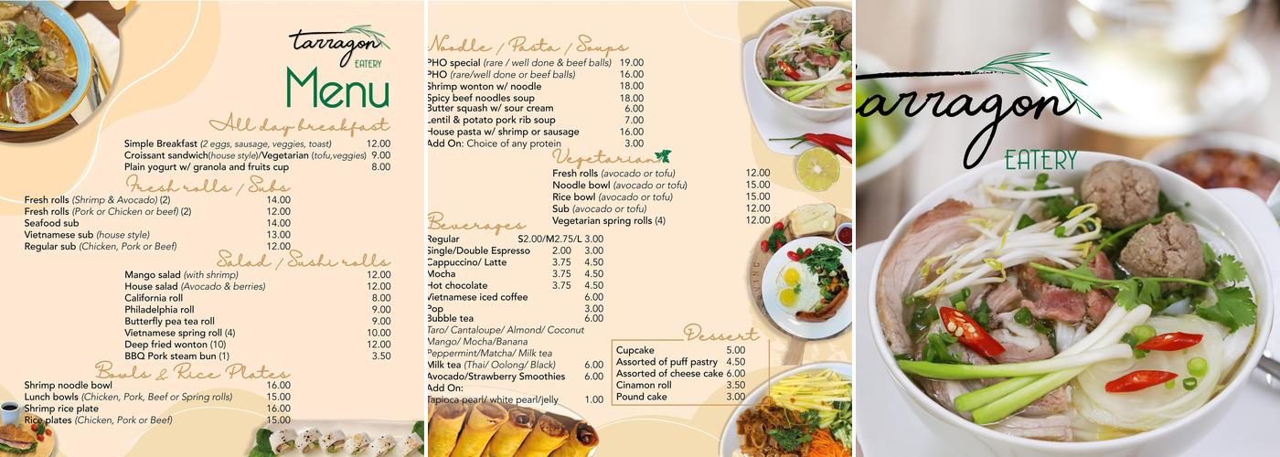 Tarragon Eatery Menu