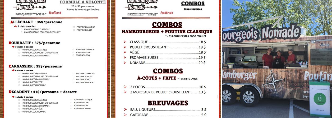 Hambourgeois Nomade Menu
