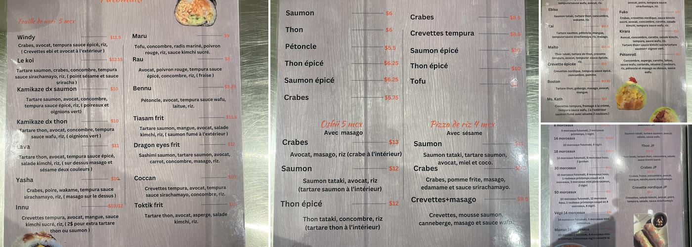 Tami sushi Menu
