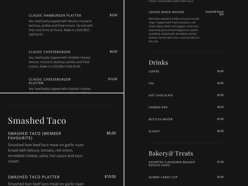 Coralea's Kitchen Menu
