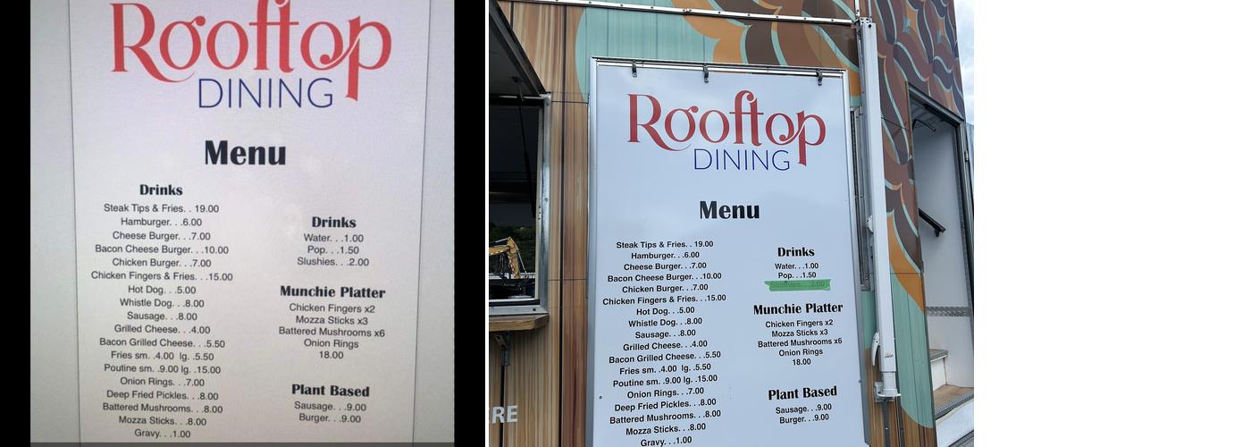 Rooftop Dining Menu
