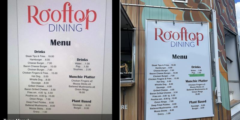 Rooftop Dining Menu
