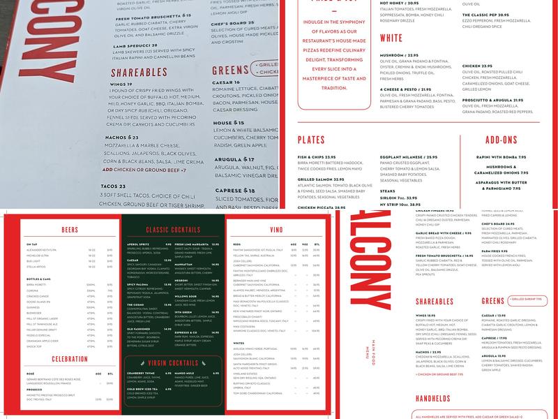 The Balcony Cucina Restaurant & Bar Menu