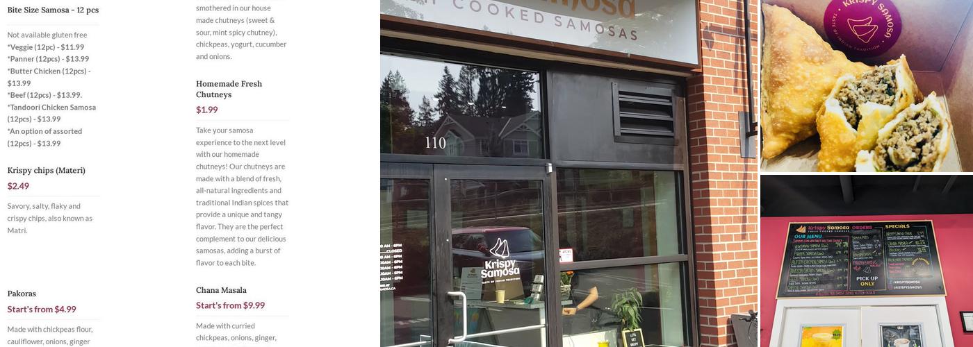 Krispy Samosa Menu
