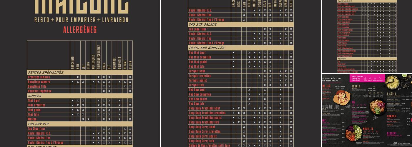 Thaïzone Thetford Mines Menu