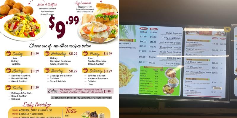 Sheryl’s Authentic Caribbean Cuisine Menu