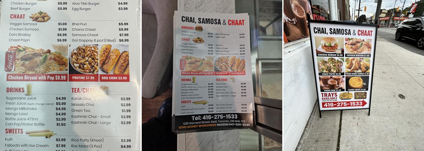 Chai, Samosa & Chaat Menu
