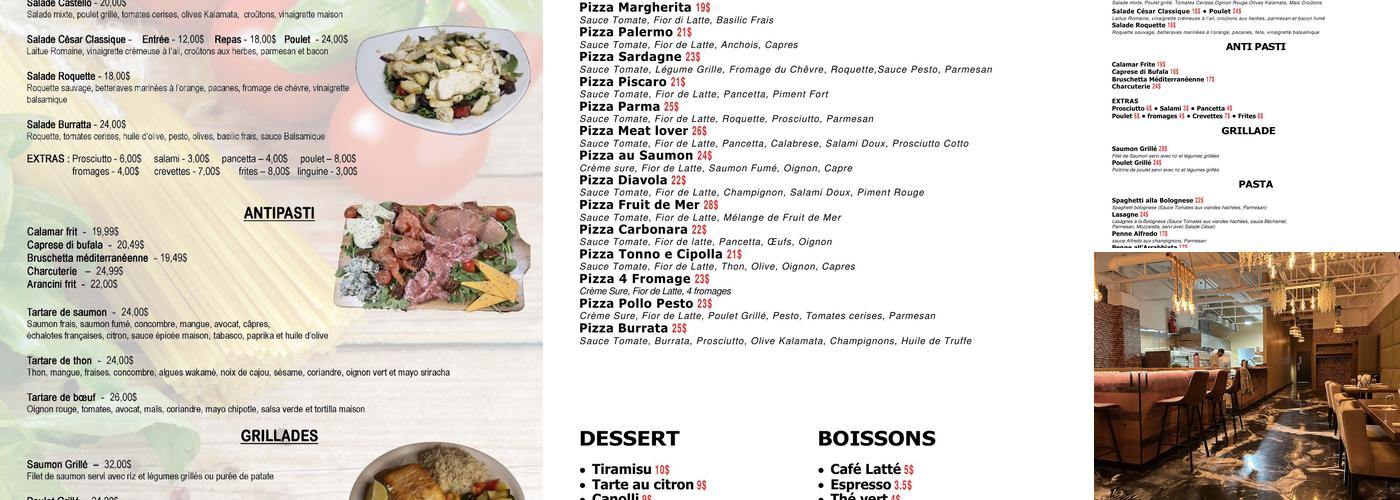 Restaurant Castello Menu