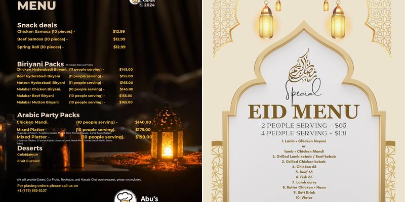 Abu’s Kitchen-Vancouver Menu