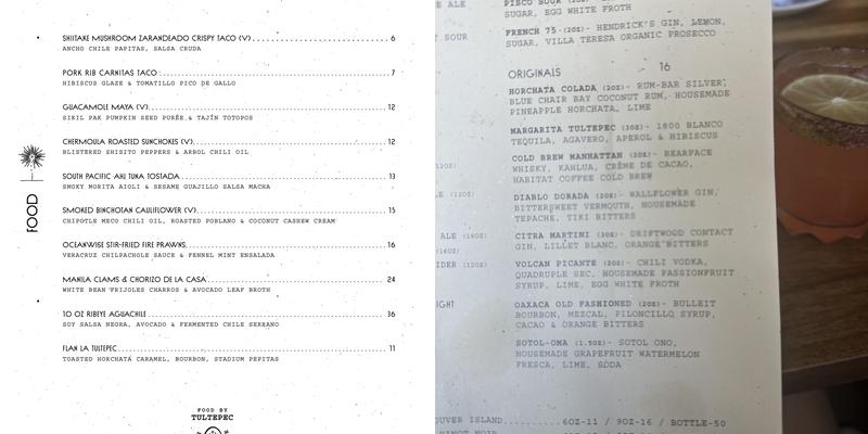 Tultepec Menu