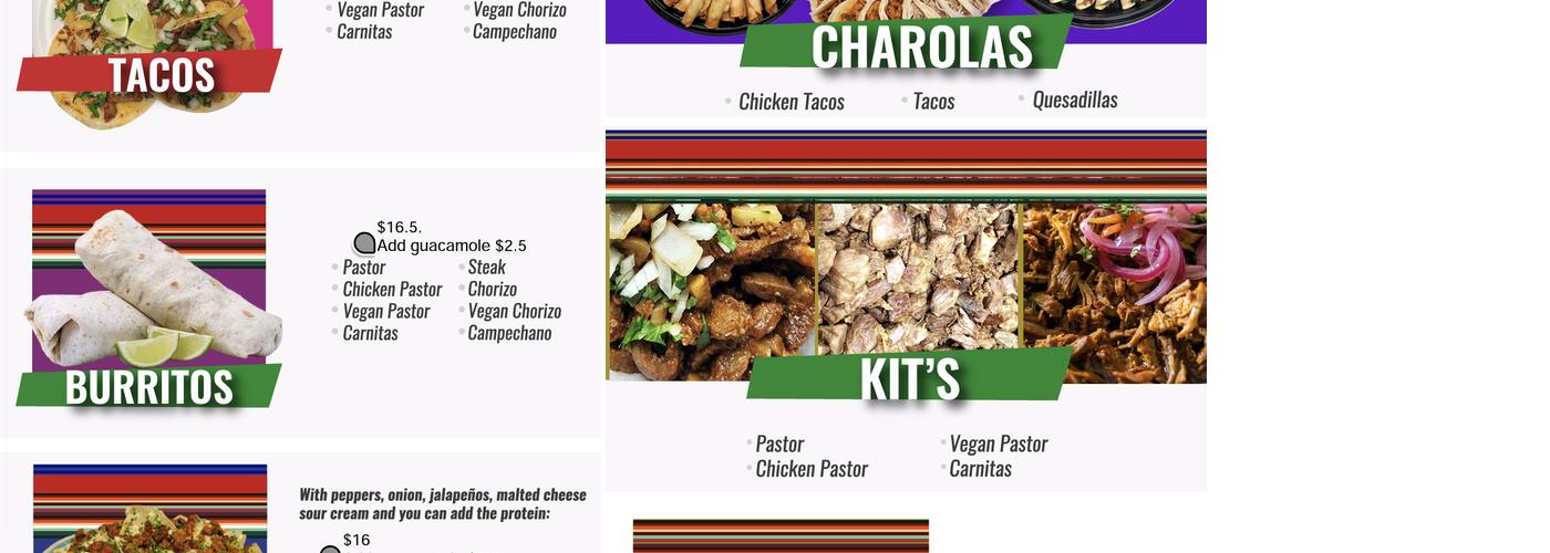 Del Comal a su mesa Menu