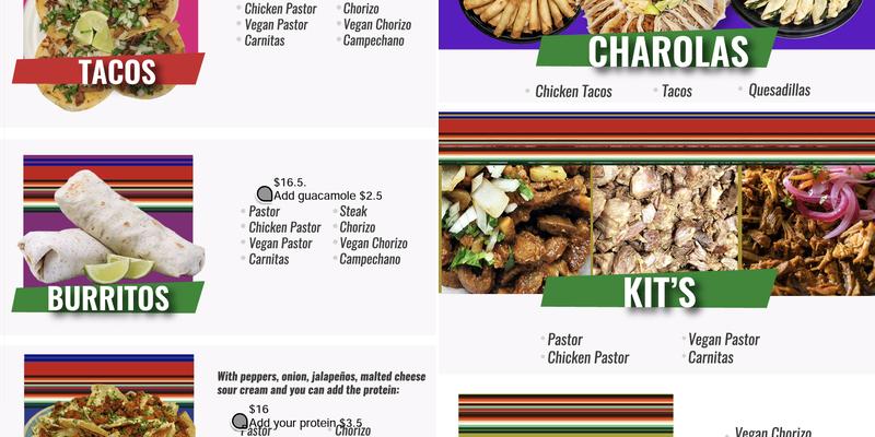 Del Comal a su mesa Menu