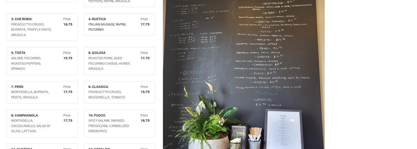Che Roba! Menu