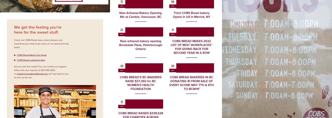 COBS Bread Bakery Blackstone Menu