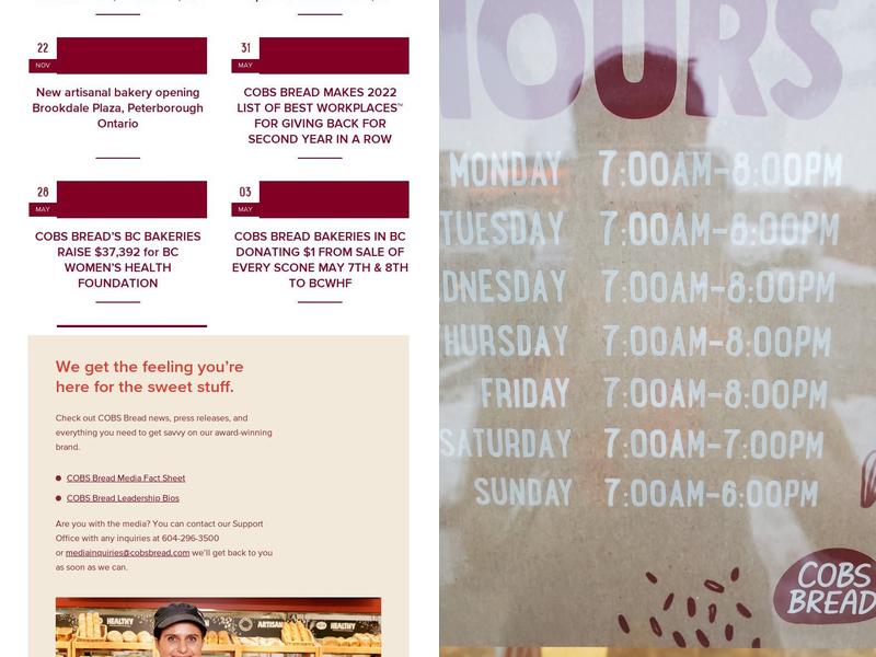 COBS Bread Bakery Blackstone Menu