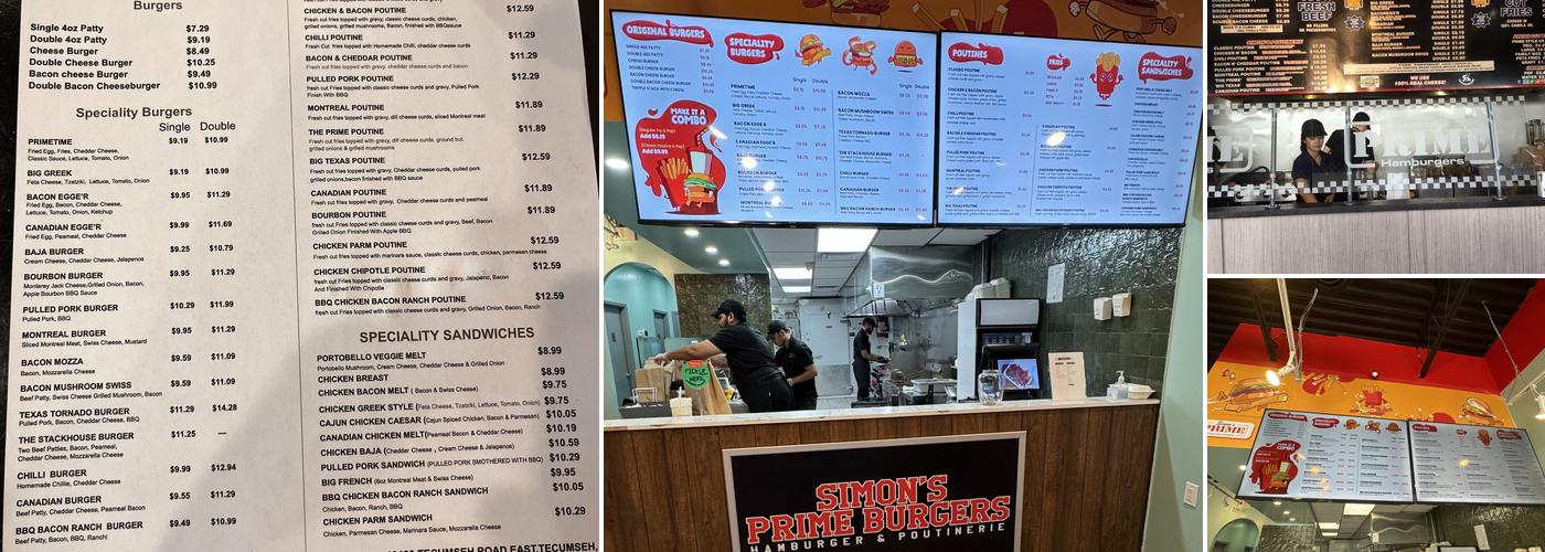Simon’s Prime Hamburger Menu