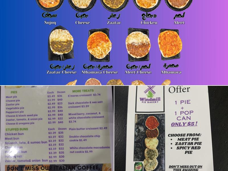 Windmill Pie Bakery Menu