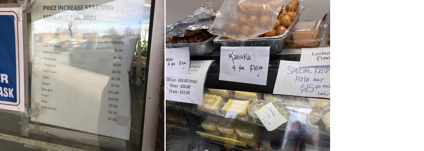 VC Cuevas bakery Menu