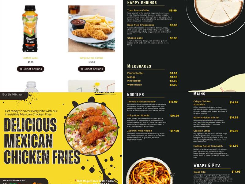Bonjis Kitchen Menu