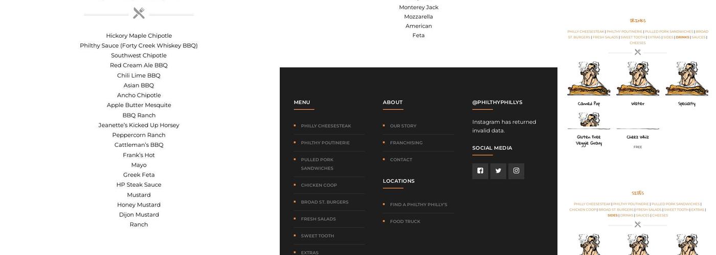 Philthy Philly's - Woodstock Menu