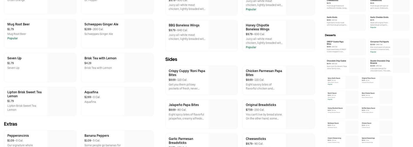 Papa Johns Pizza Menu