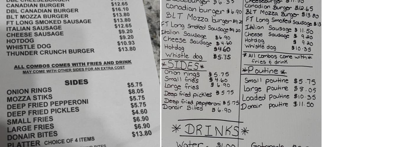 Wallace's Curbside Cravings Menu