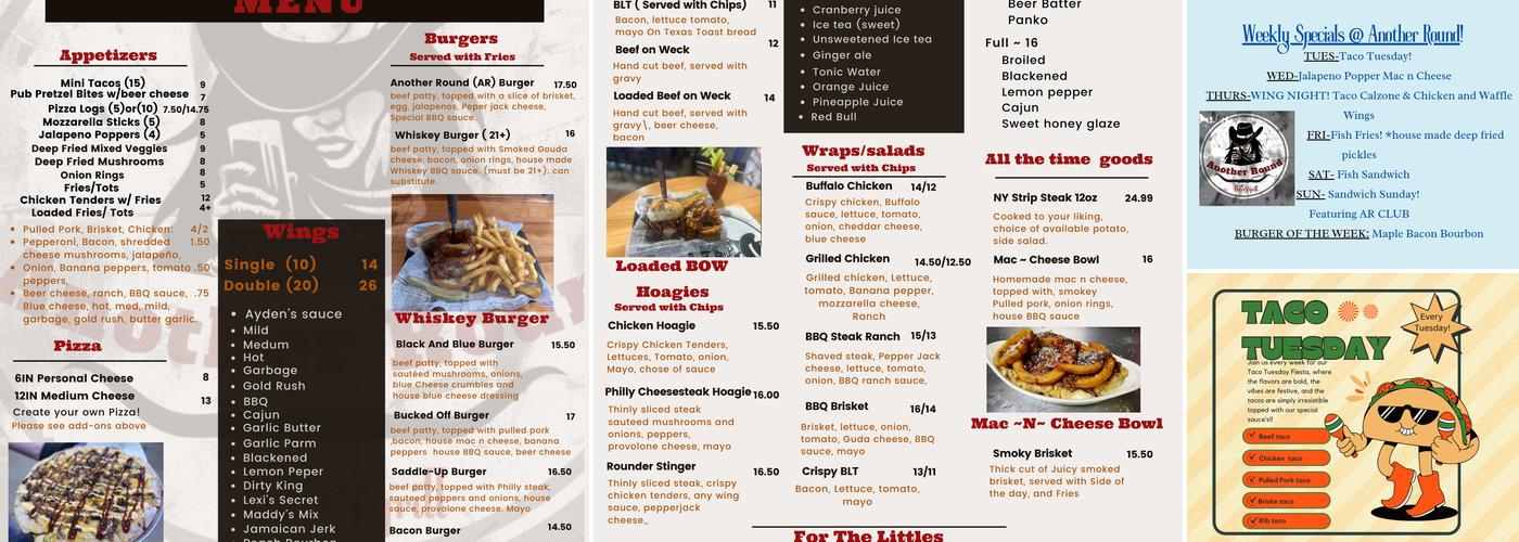 Another Round bar&grill Menu