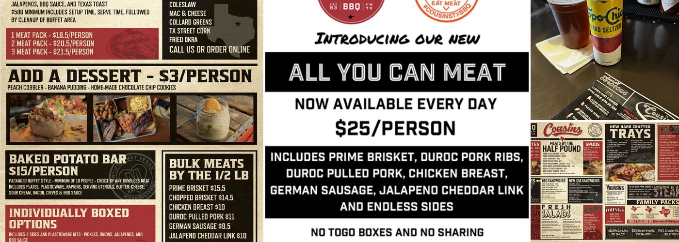 Cousin's Bar-B-Q Menu