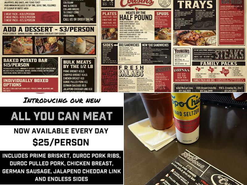 Cousin's Bar-B-Q Menu