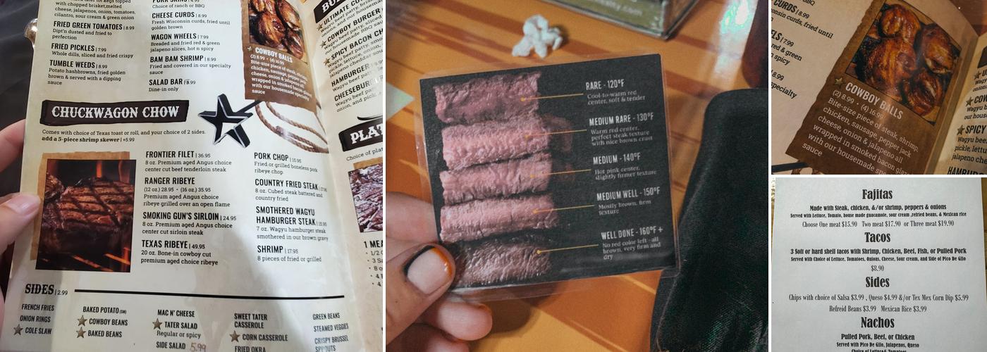 Texas Smoking guns Menu