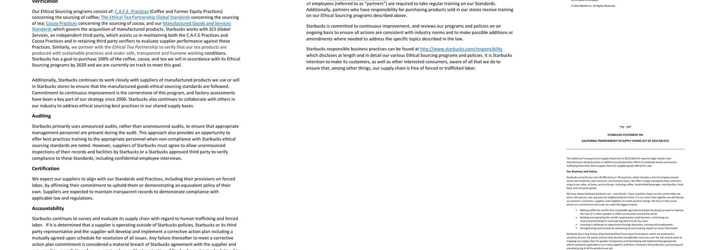 Starbucks Coffee Company Menu